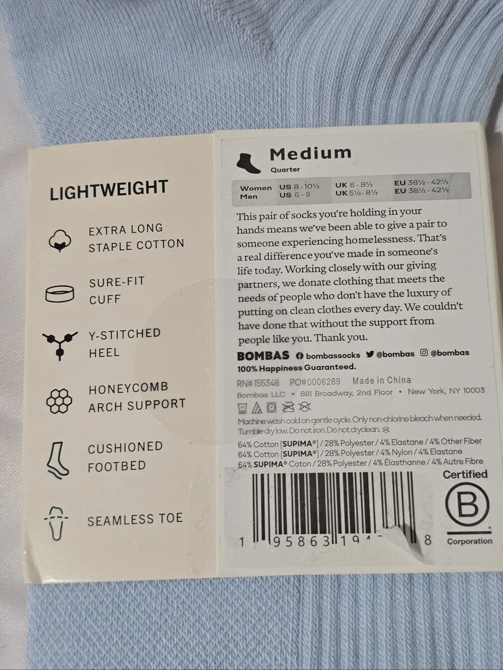 Bombas nwt unisex